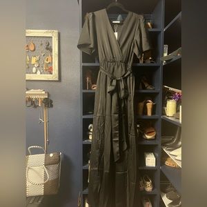 Black Satin Maxi Dress- Large